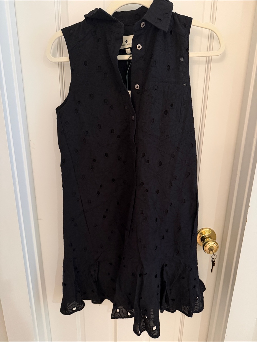Tuckernuck Black Floral Eyelet Sleeveless Callahan Dress - Size XXS